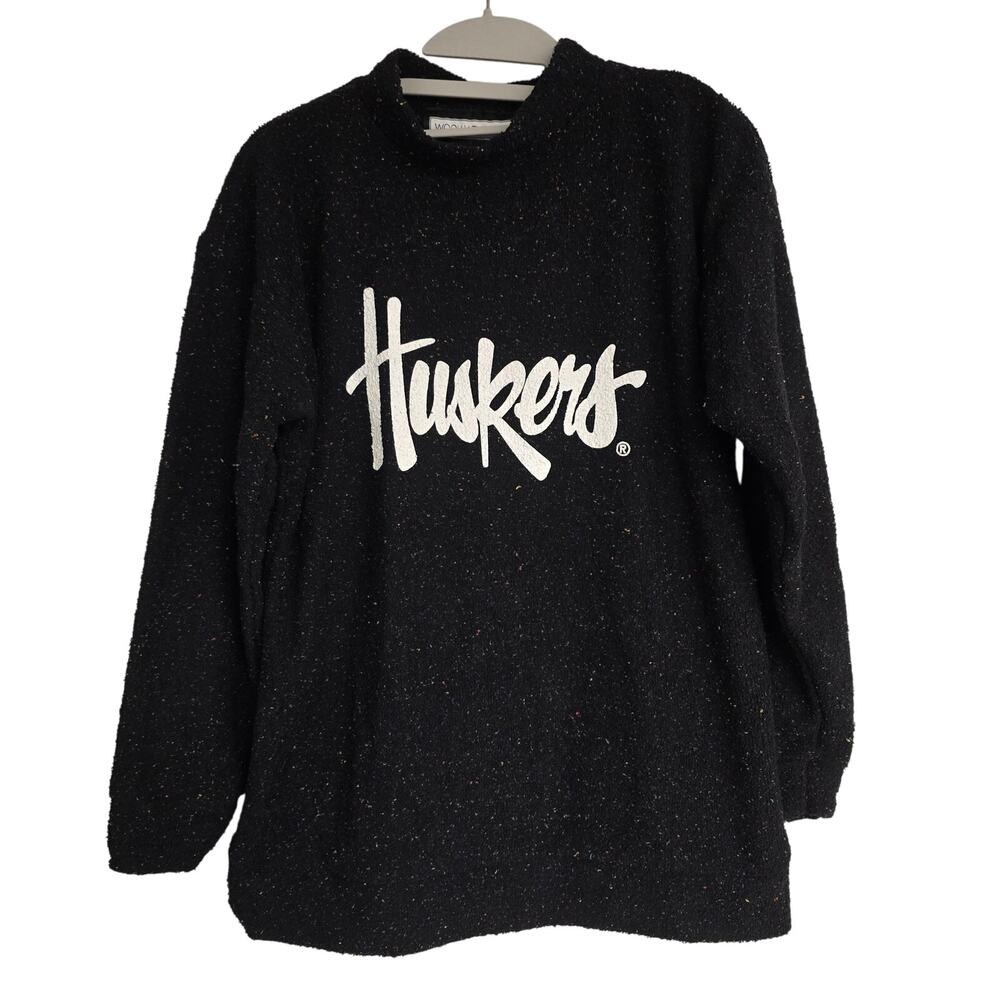 Women's Woolly Threads Nebraska Huskers Black Speckled Sweatshirt | Size XS